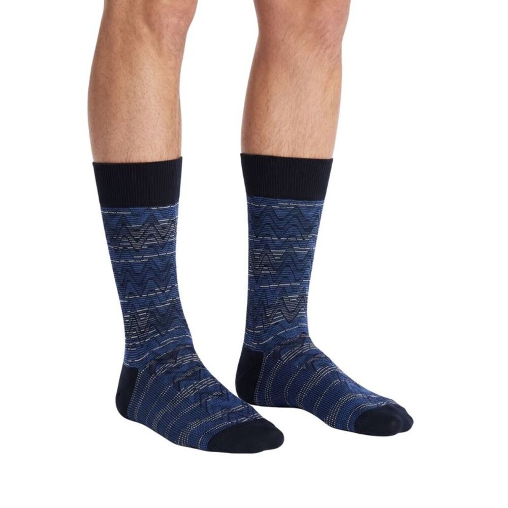 Missoni Navy Mens Textured Stripe Crew Socks-S